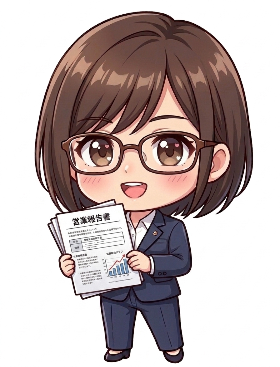 レポートを整理する山田さん